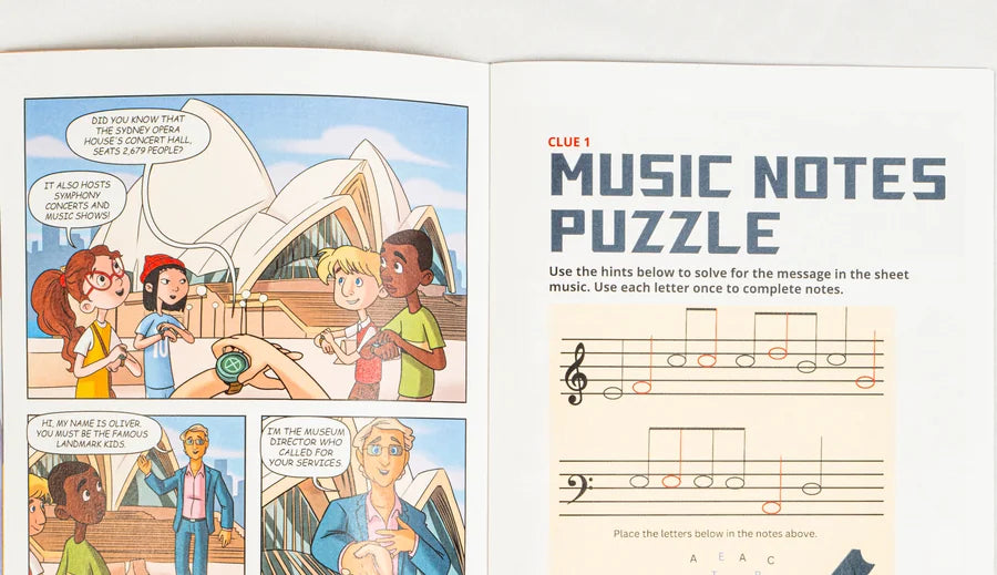 Music notes puzzle from the comic